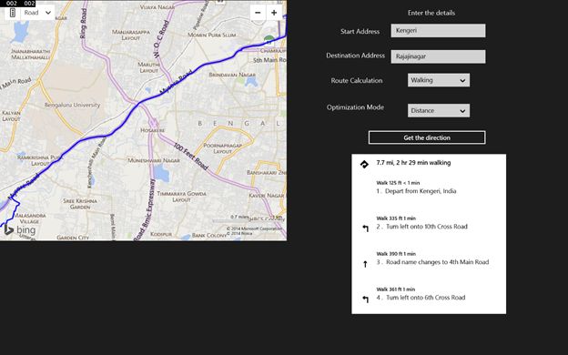 Walking path polyline color set to Blue